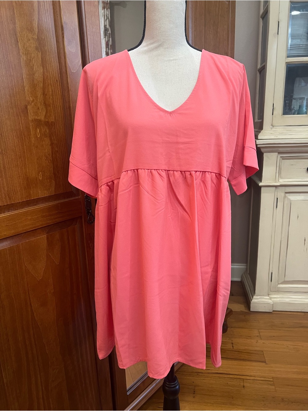 Zenana Outfitters Round Neck Tunic Top - Deep Coral